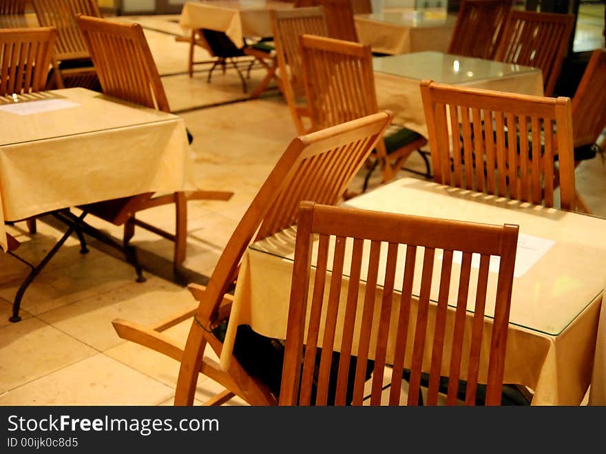 Tables in a little restaurant. Tables in a little restaurant