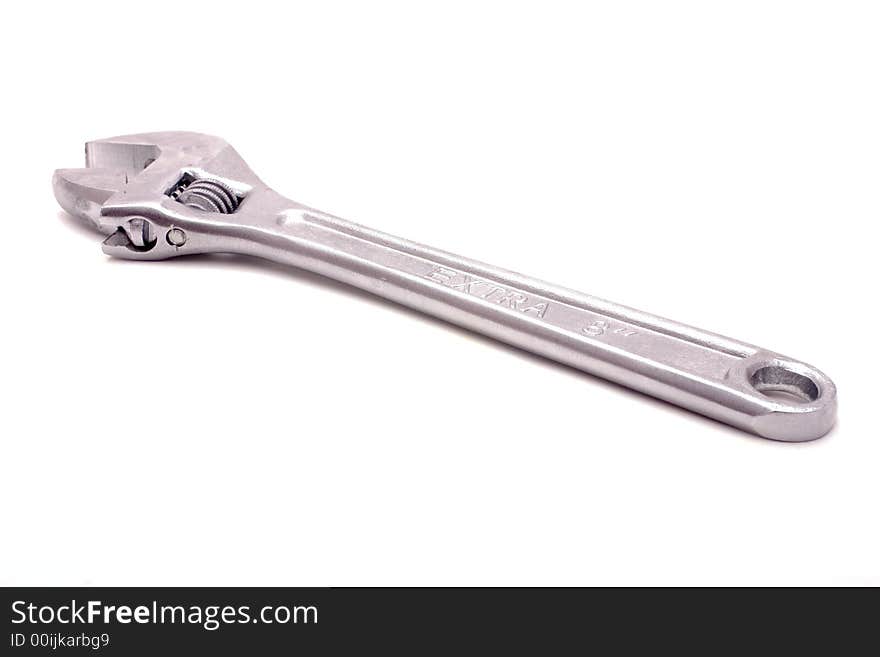 An adjustable spanner, isolated on white. An adjustable spanner, isolated on white