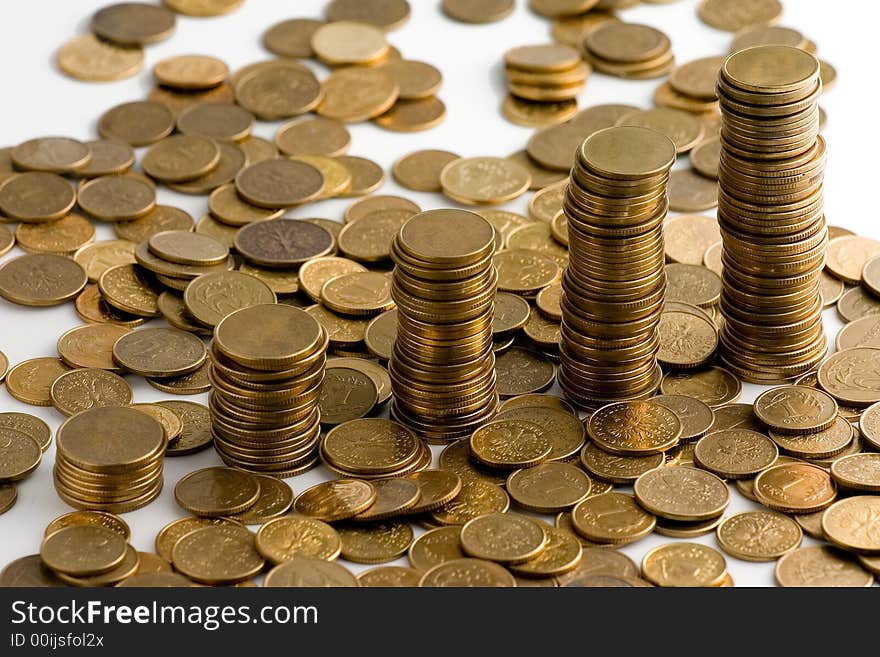 Coin stacks on a background