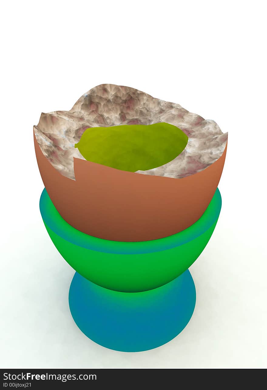 A image of a broken egg in a eggcup, this image is suitable for images relating to Easter and food. A image of a broken egg in a eggcup, this image is suitable for images relating to Easter and food.