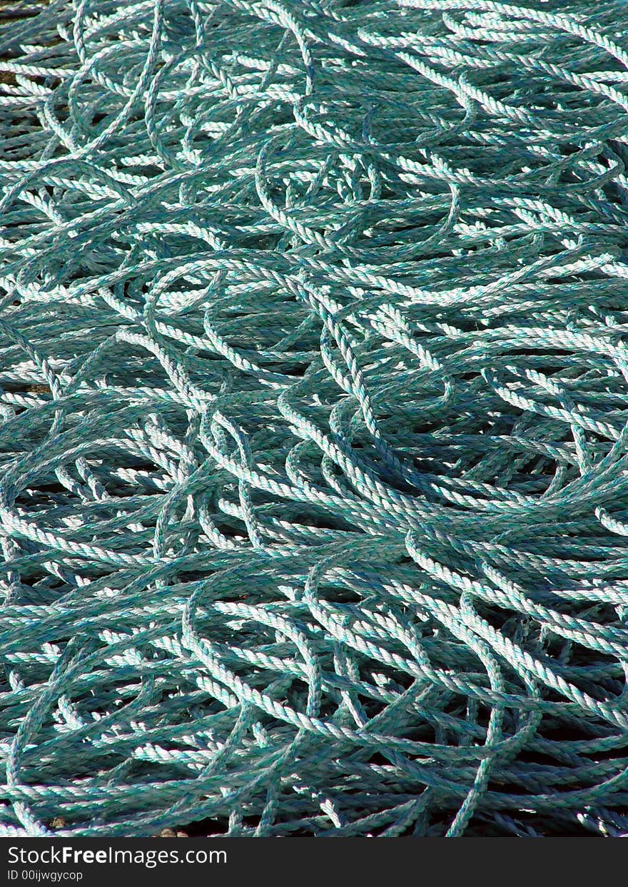 Tangled fishing ropes