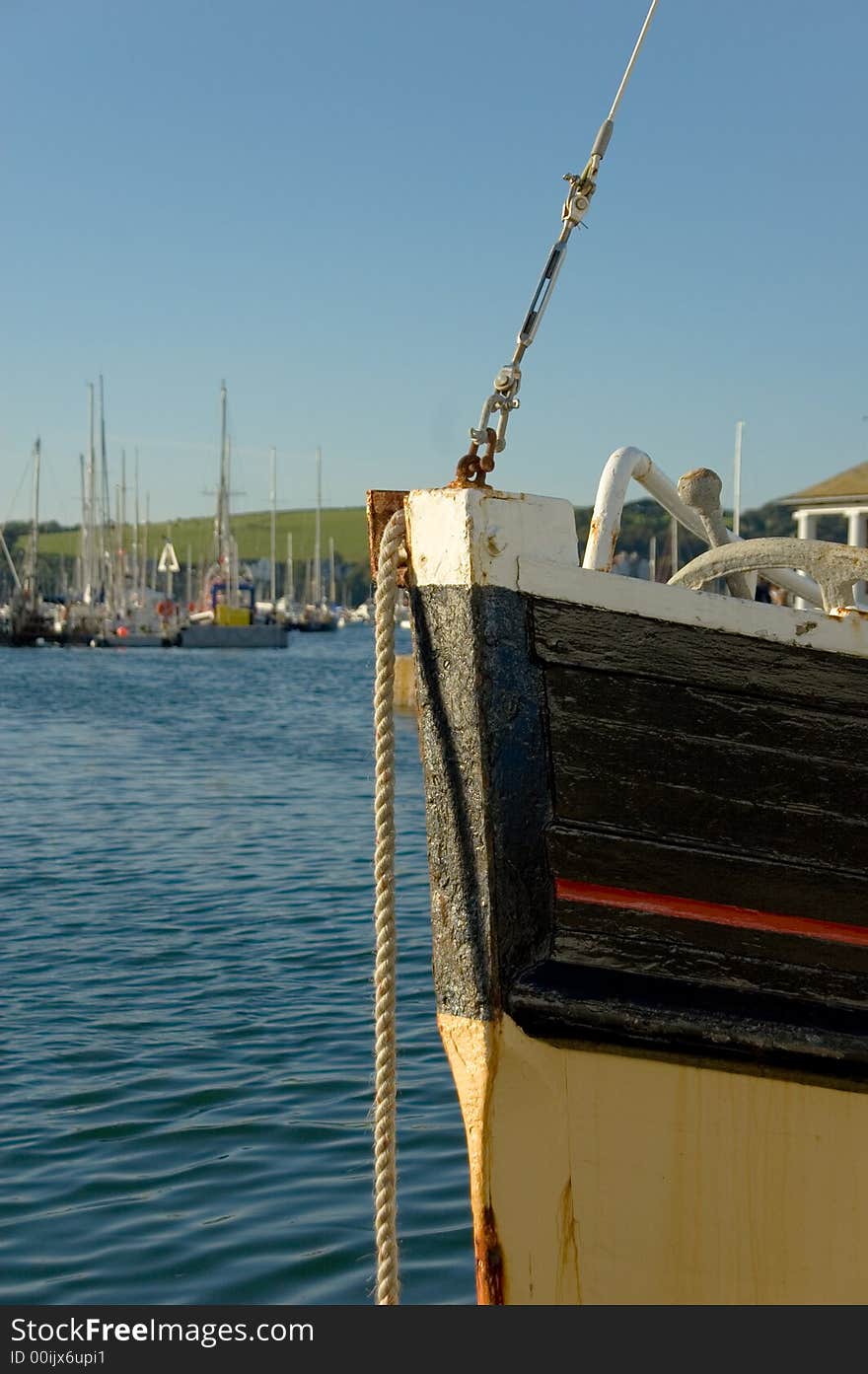 Bow of a Fishing Boat Moored at Quayside. Bow of a Fishing Boat Moored at Quayside