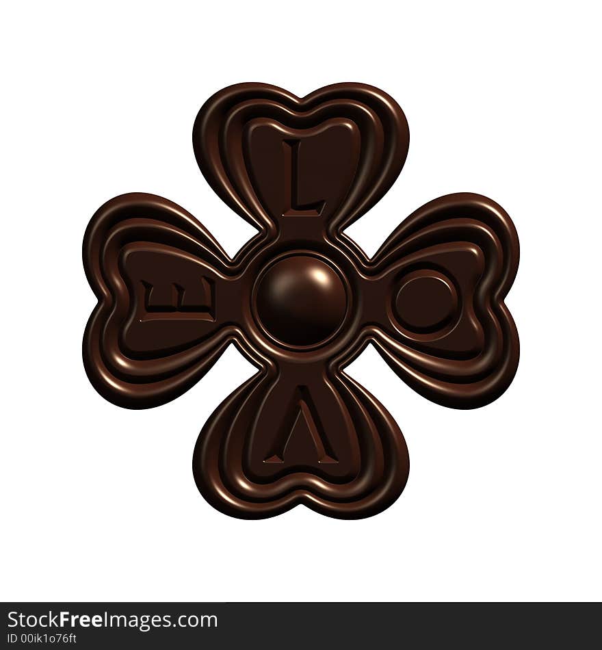 Chocolate love clover candy isolated