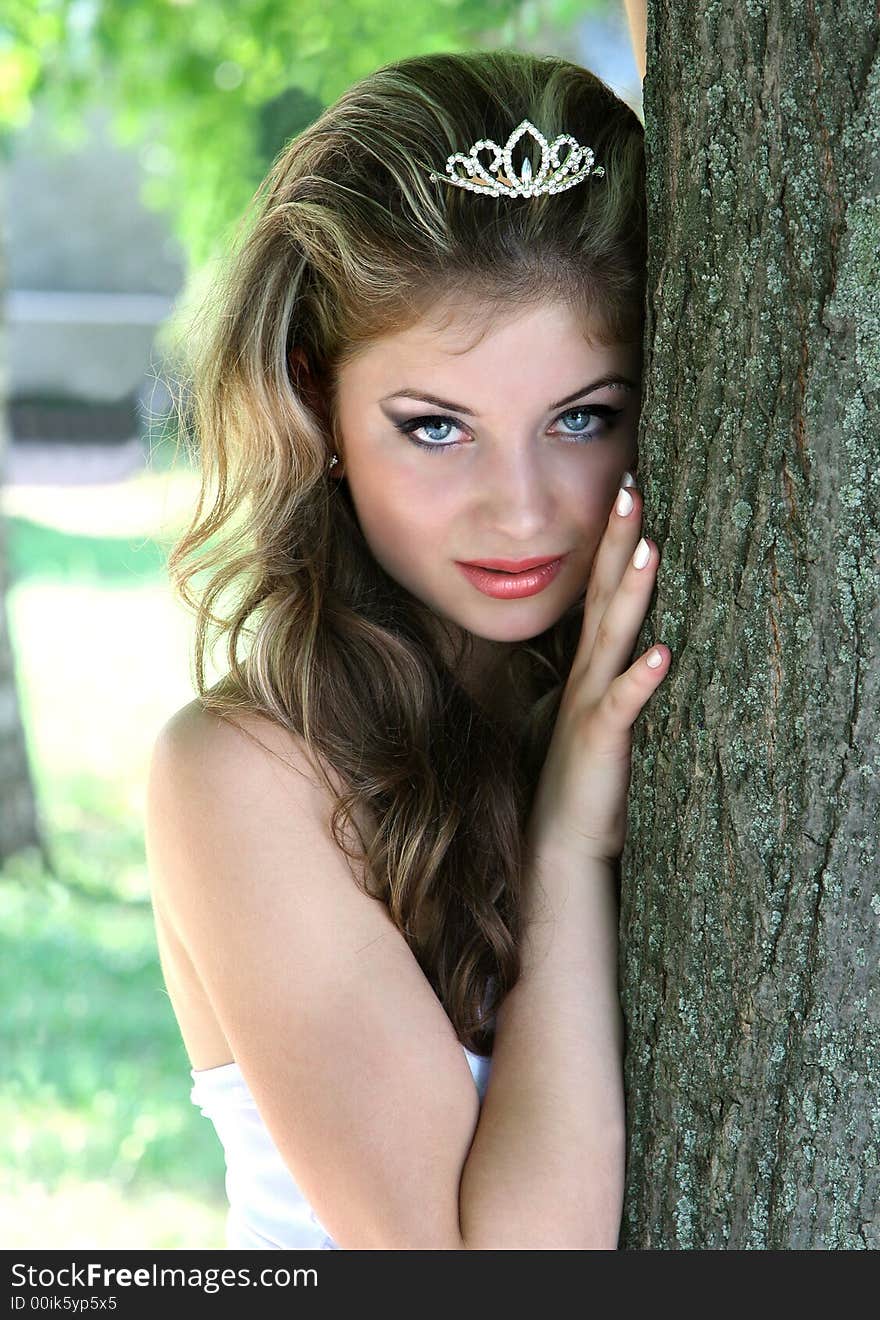 Beauty Girl In White Dress