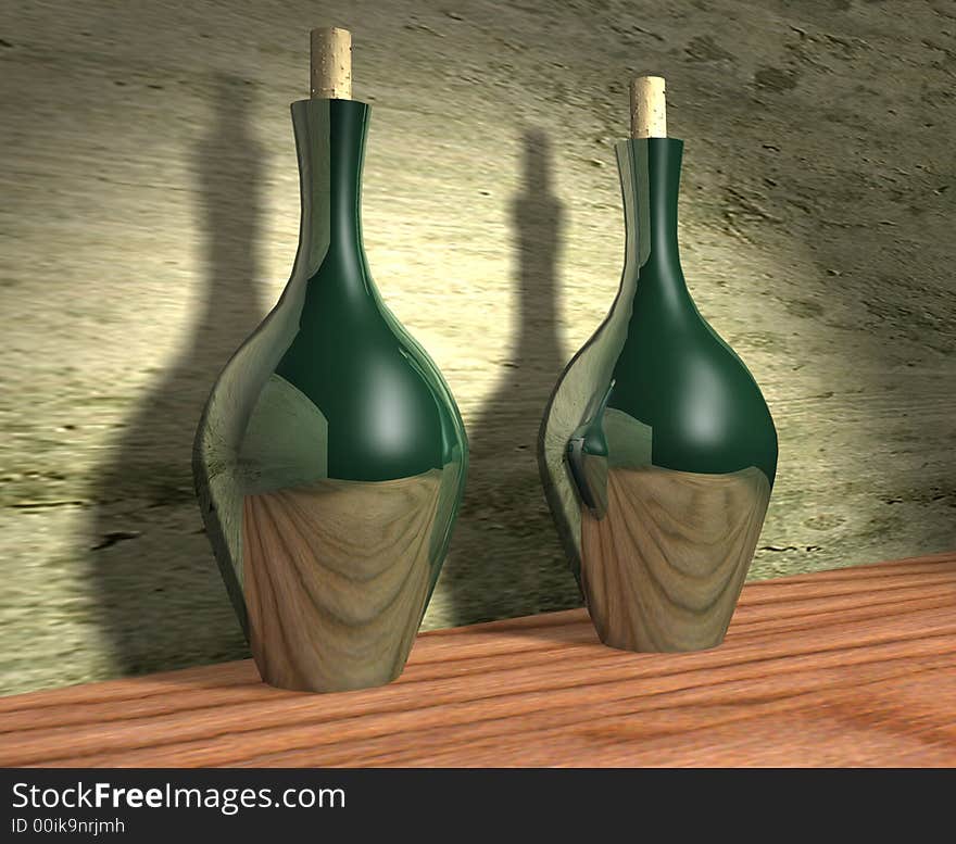 Two bottles of wine a background for designers