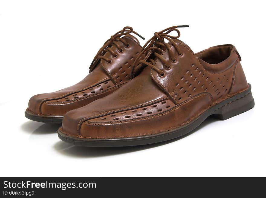 Pair of brown shoes isolated o