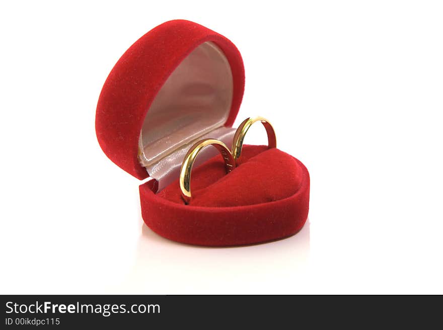 Gold Wedding Rings In Red Box