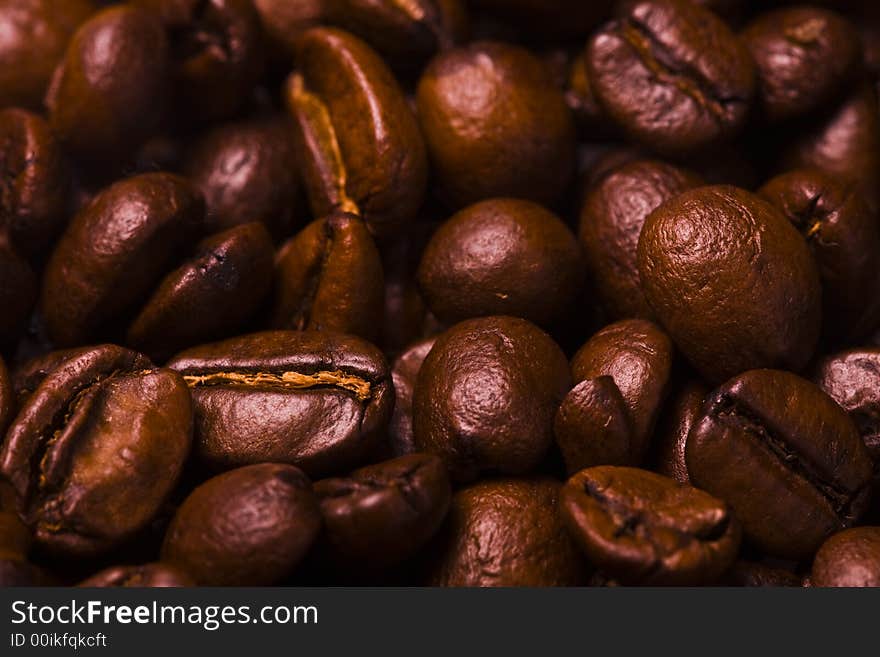 Close up of the aromatic coffe beans. Close up of the aromatic coffe beans