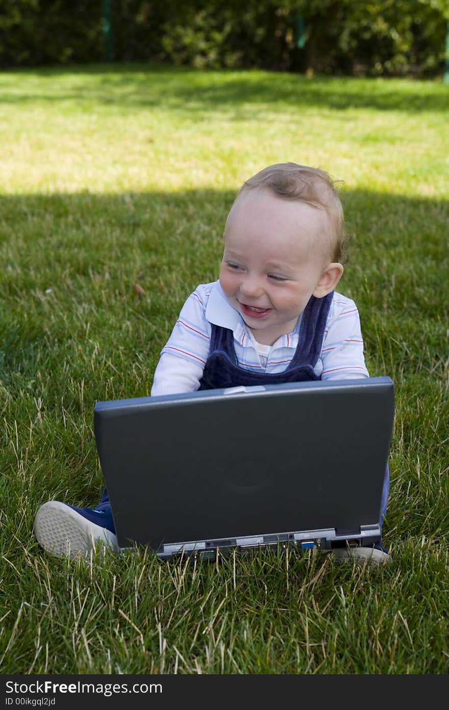 Baby study on computer