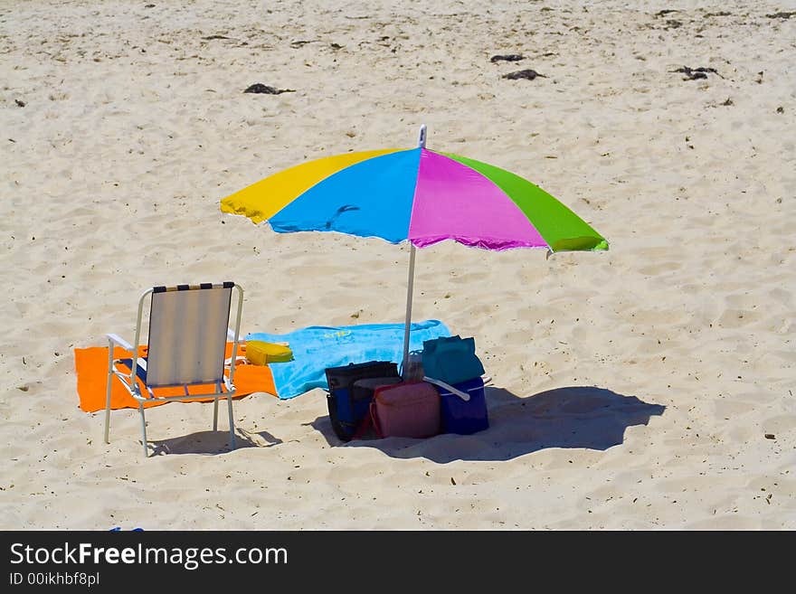 Colorful umbrella in beach