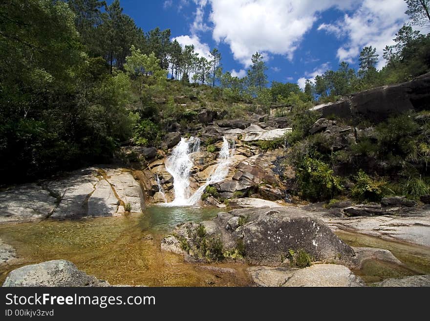 Waterfall with clear water