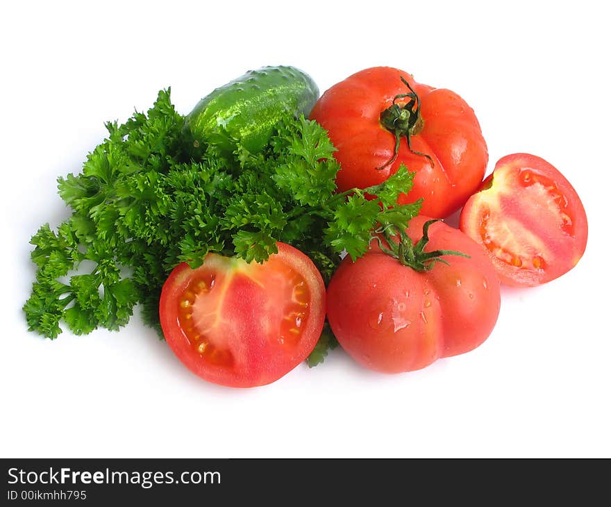 Cucumbers, Tomatoes And Greens