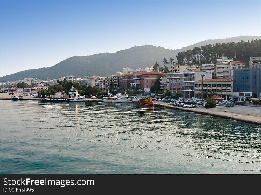 Igumenita - Greek small fishing port in the morning light. Igumenita - Greek small fishing port in the morning light