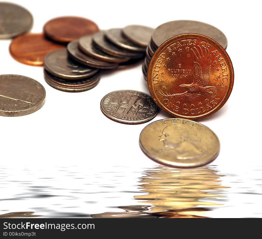 A pile of money isolated on a white back ground