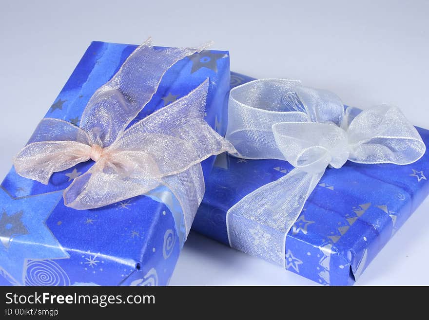 Gifts with blue star wrapper