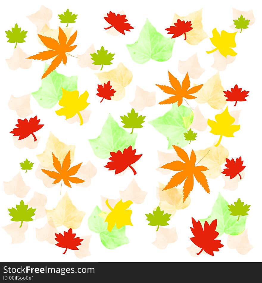 Autumn leaves 3d scattered on white background. Autumn leaves 3d scattered on white background