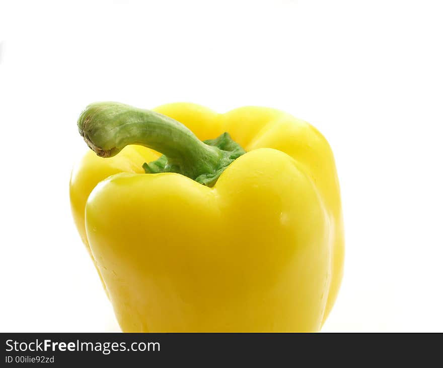 One yellow sweet pepper on white background. One yellow sweet pepper on white background