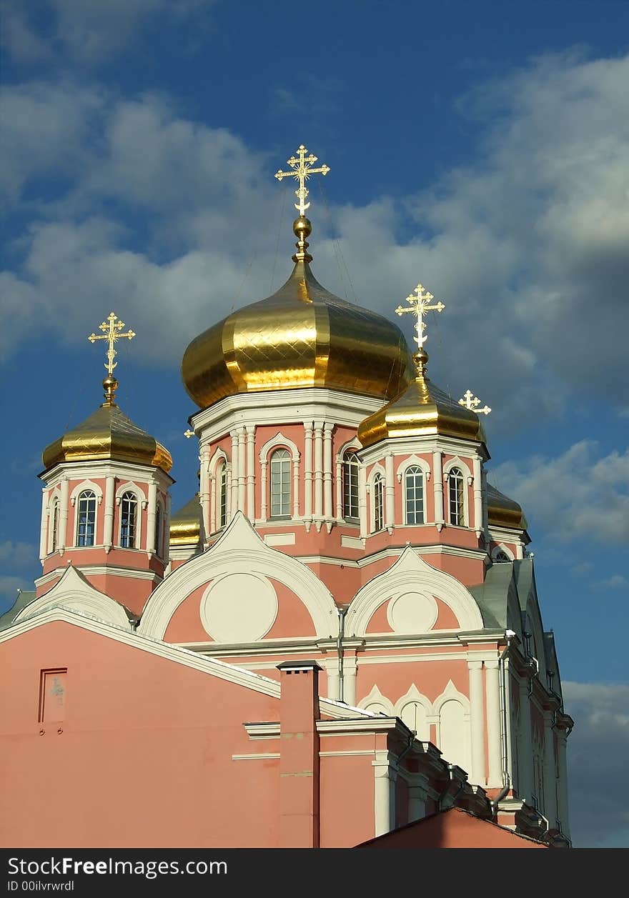 Christian church on the background of a blue sky