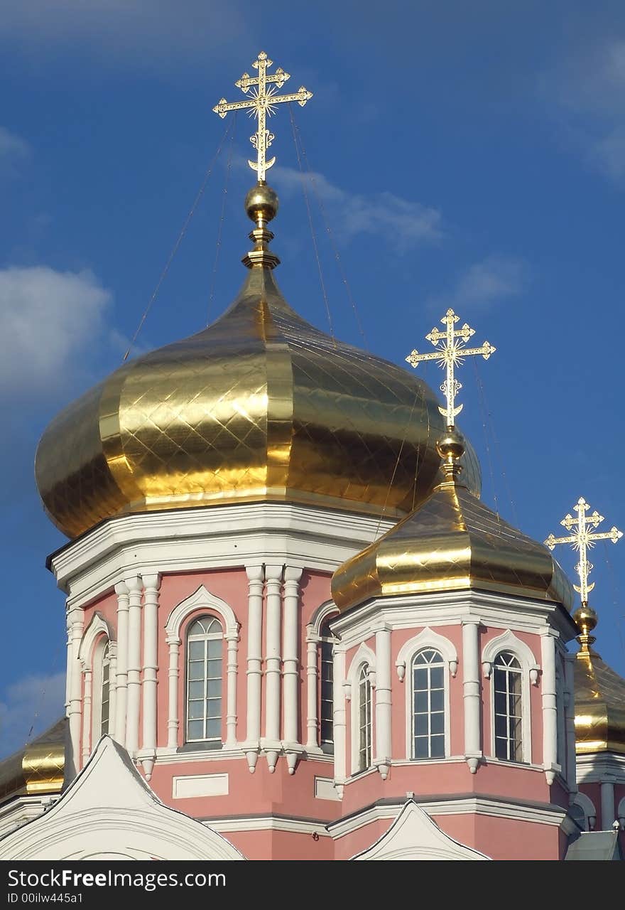 Christian church on the background of a blue sky. Christian church on the background of a blue sky