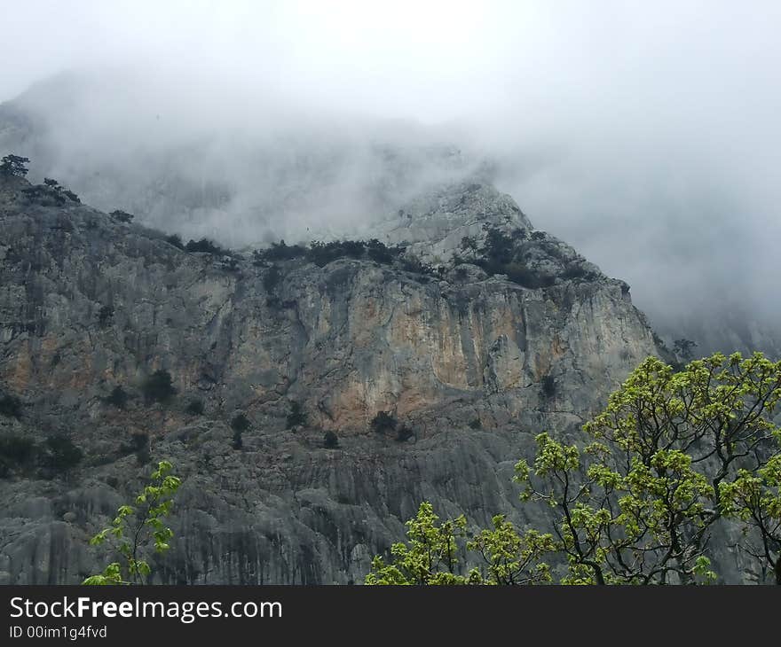 Mist over high mountains in the Crimea. Mist over high mountains in the Crimea