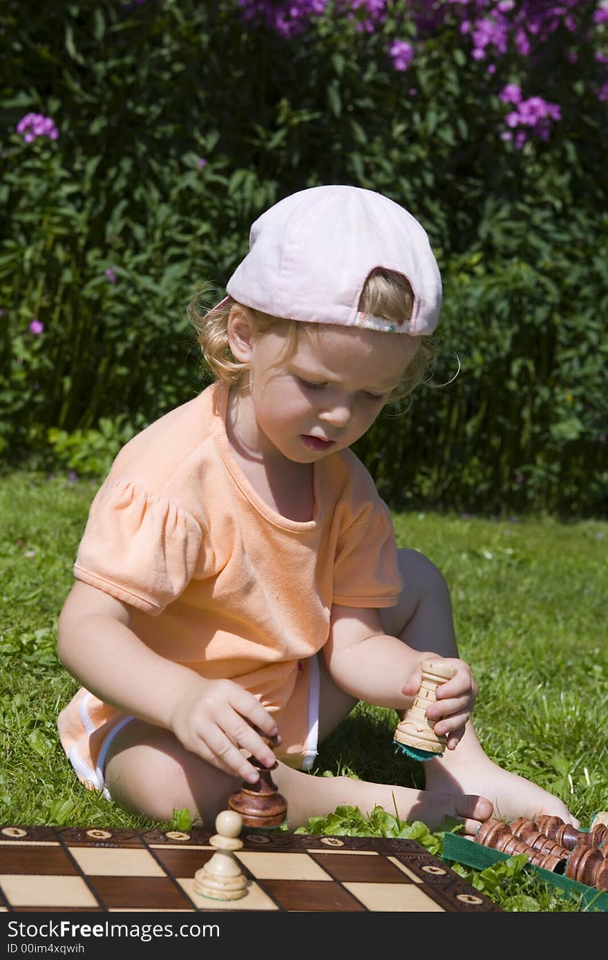 Girl playing chess