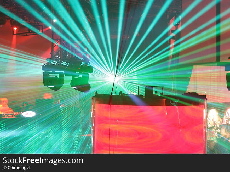 Bright laser show at event. Bright laser show at event