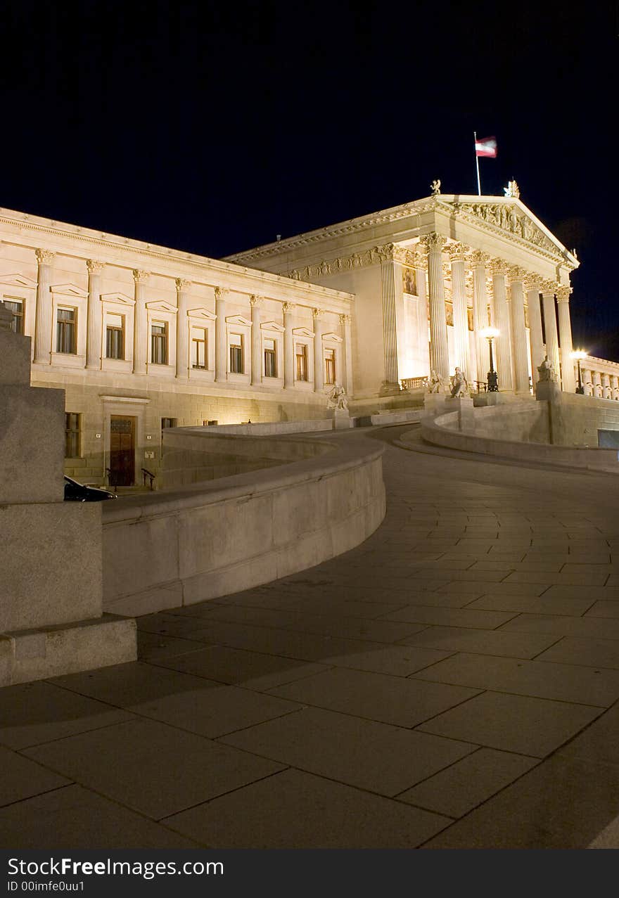 Austrian Parliament Building on capital Vienna