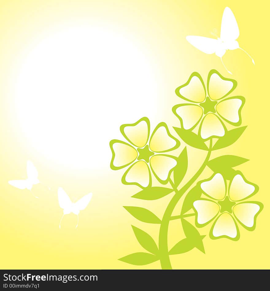 The vector image of butterflies and flower. The vector image of butterflies and flower