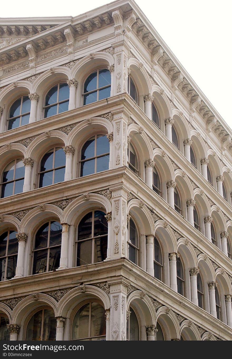 Facade of  building with arch windows. Facade of  building with arch windows