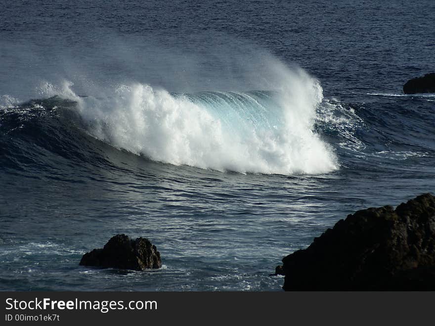 Big wave in the Pacific Ocean shore