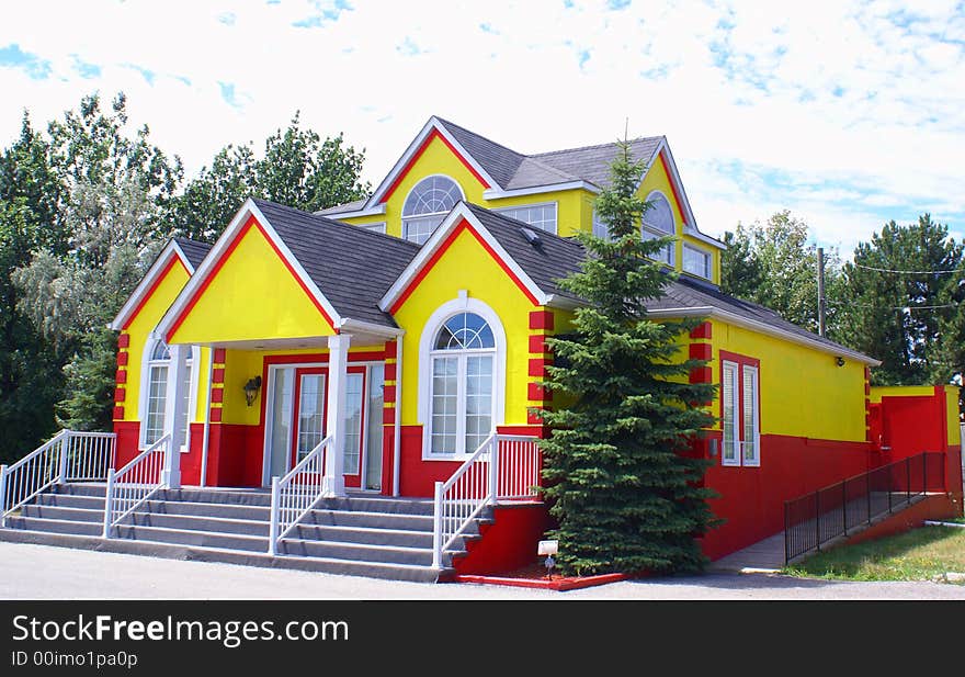 Photo of new colorful model house. Photo of new colorful model house