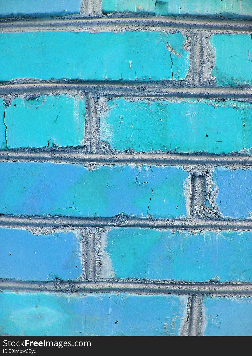 Blue bright brick wall close-up. Blue bright brick wall close-up