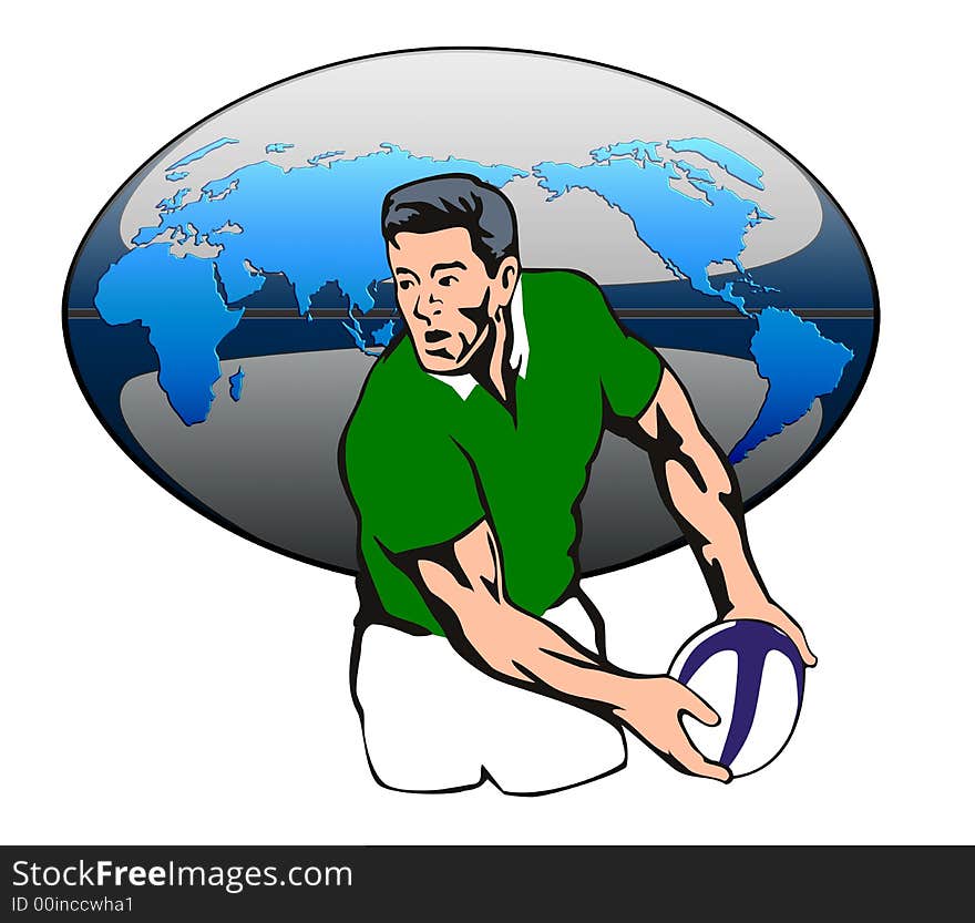 Rugby Player Passing Ball