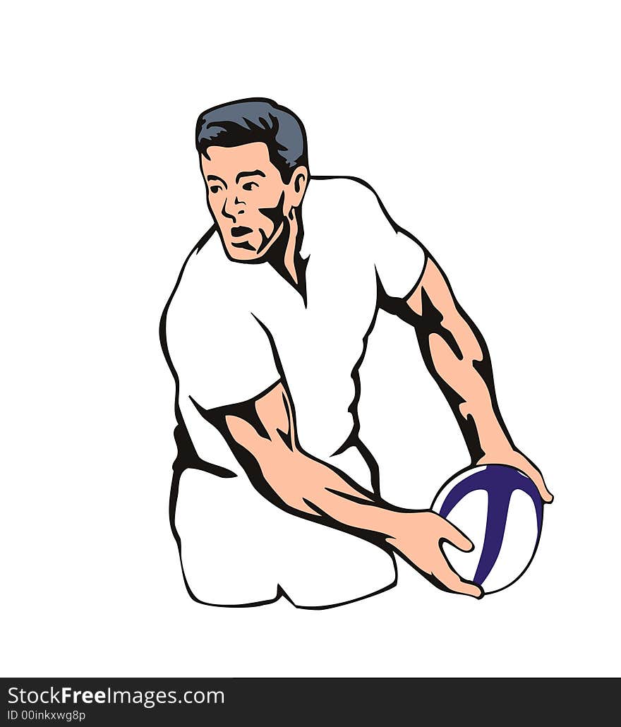 Rugby player passing ball