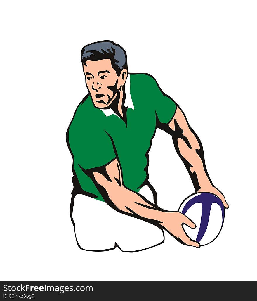 Rugby Player Passing Ball