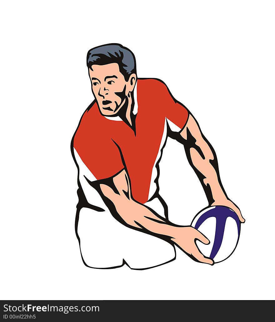 Rugby Player Passing Ball