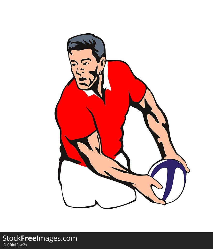 Rugby player passing ball