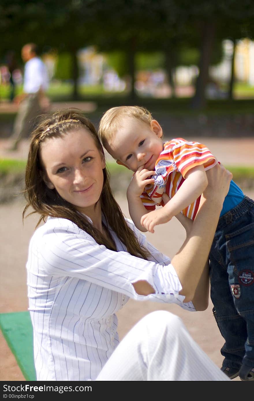 Young mum with the child the boy. Young mum with the child the boy