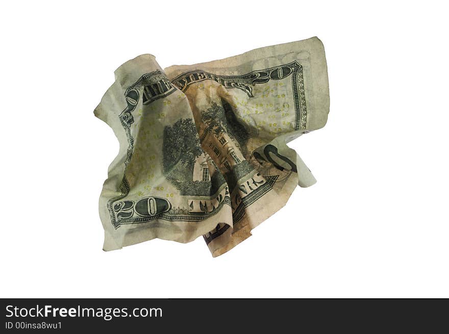 Crumpled Twenty Dollars Bill