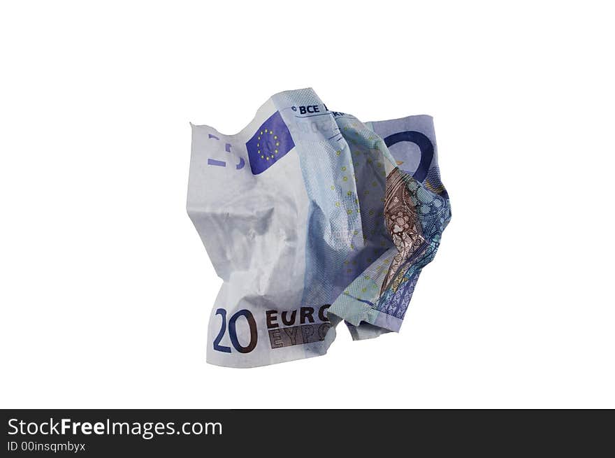 Crumpled twenty euro bill