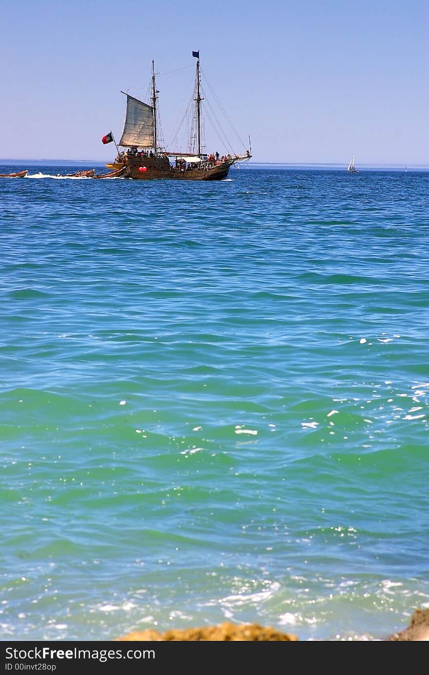 Photo of Tourist ship at Portimão bay.