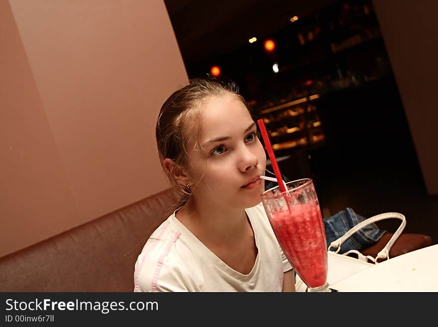 Girl Drinks Cocktail