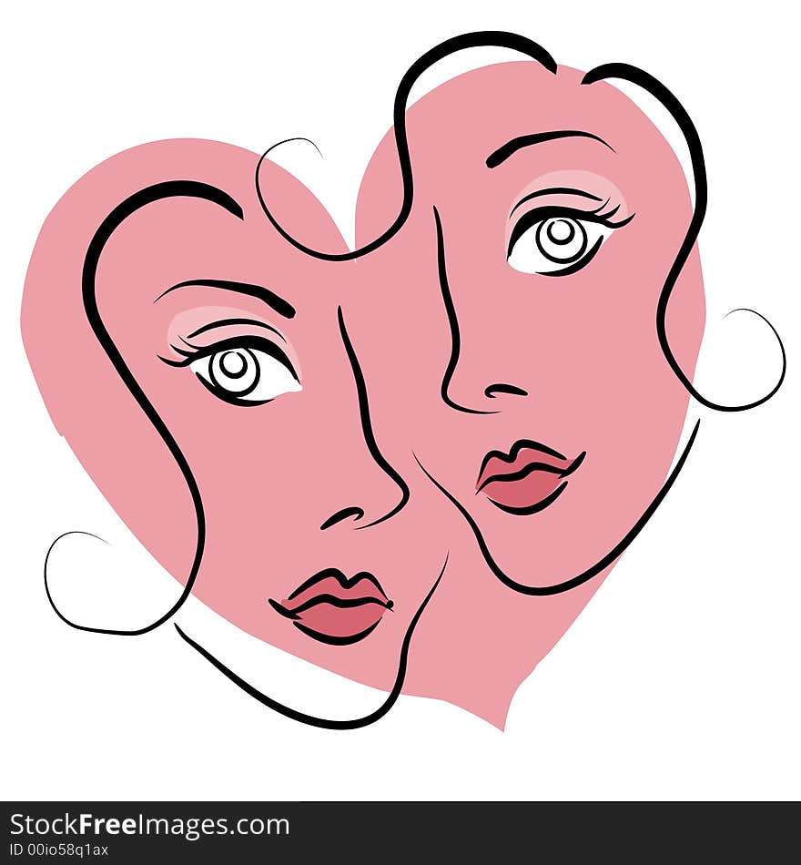 Lesbian Couple Dating Clip Art