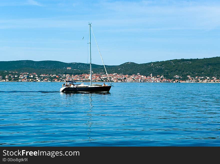 Sailing boat on sea