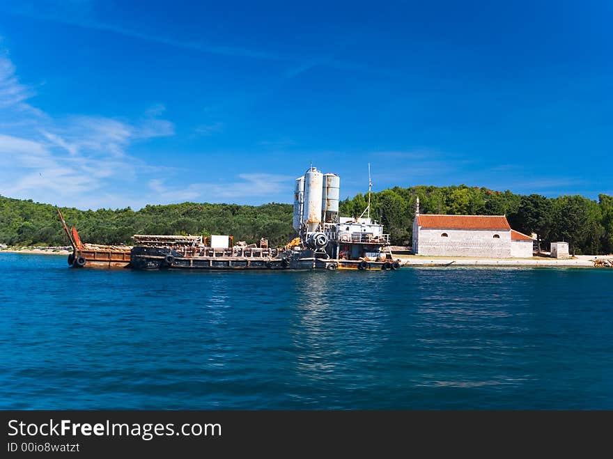 Dock and church on coast