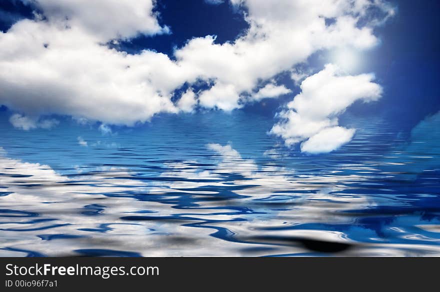 Fluffy clouds on bright blue sky. Fluffy clouds on bright blue sky