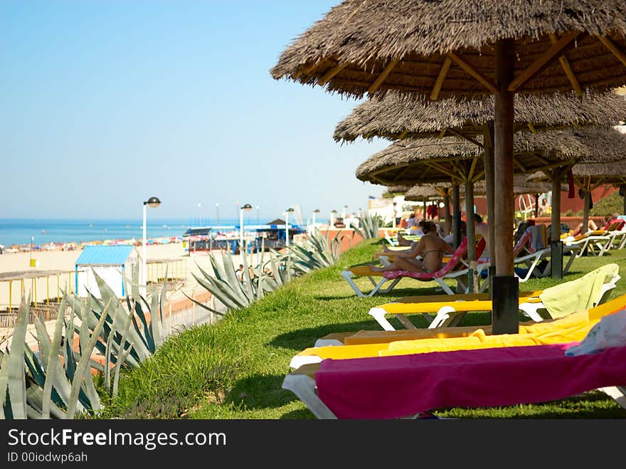 Restbeds on the sea beach