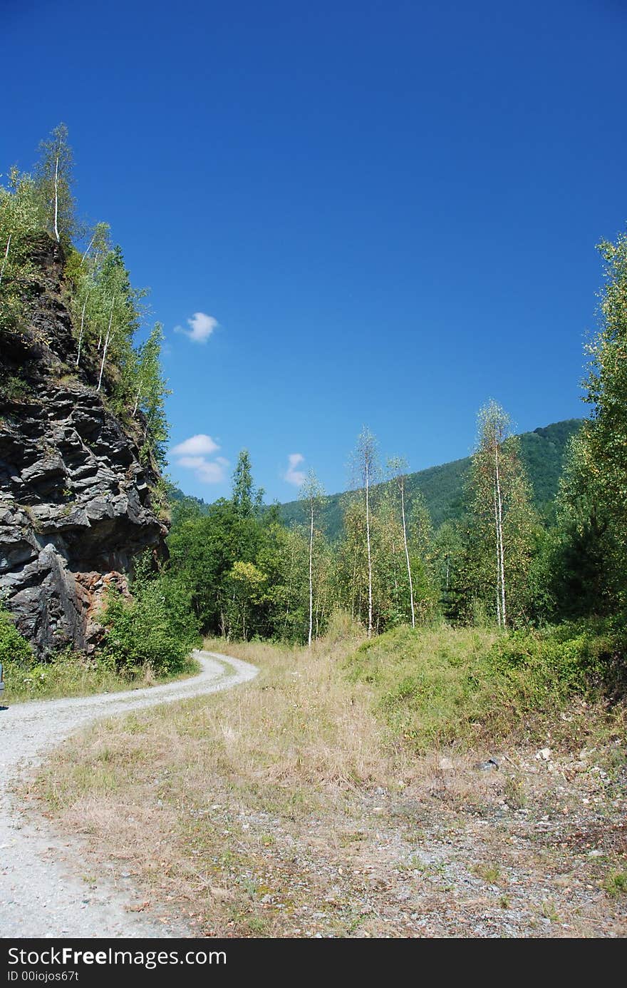 A road in the mountains. A road in the mountains