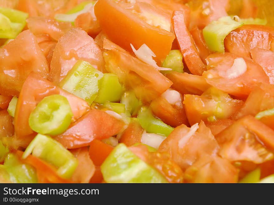 Fresh tomato and peppers salad background. Fresh tomato and peppers salad background