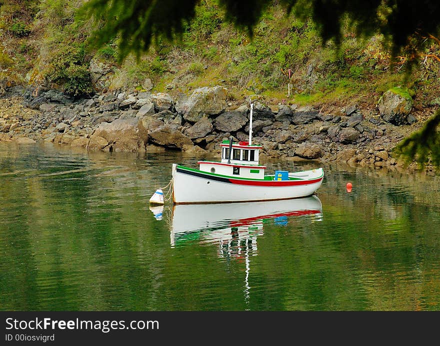 Boat in the inlet of Vancouver Island